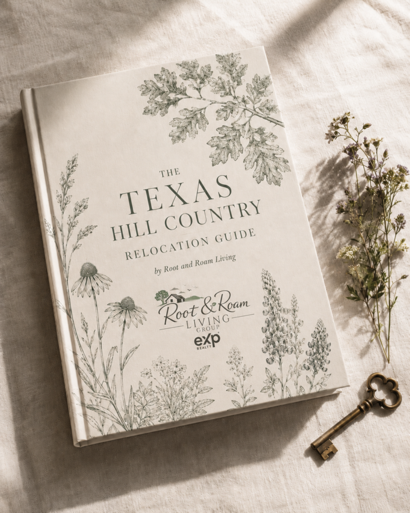 The Texas Hill Country Relocation Guide by Root and Roam Living — free download with everything you need to know about moving to Spring Branch, Canyon Lake, Wimberley, Boerne, Kerrville, and Fredericksburg